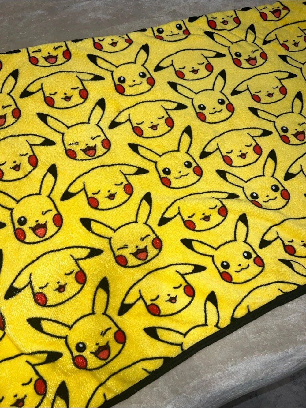 Northwest Yellow Pikachu Face Plush Throw Blanket